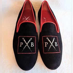 ANIMAS CODE Bespoke Black Suede Smoking Loafers Shoes EU 44.5 / US 10.5
